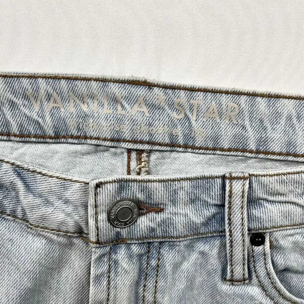 Vanilla Star high rise shortie distressed cut off denim shorts size 13 womens 31